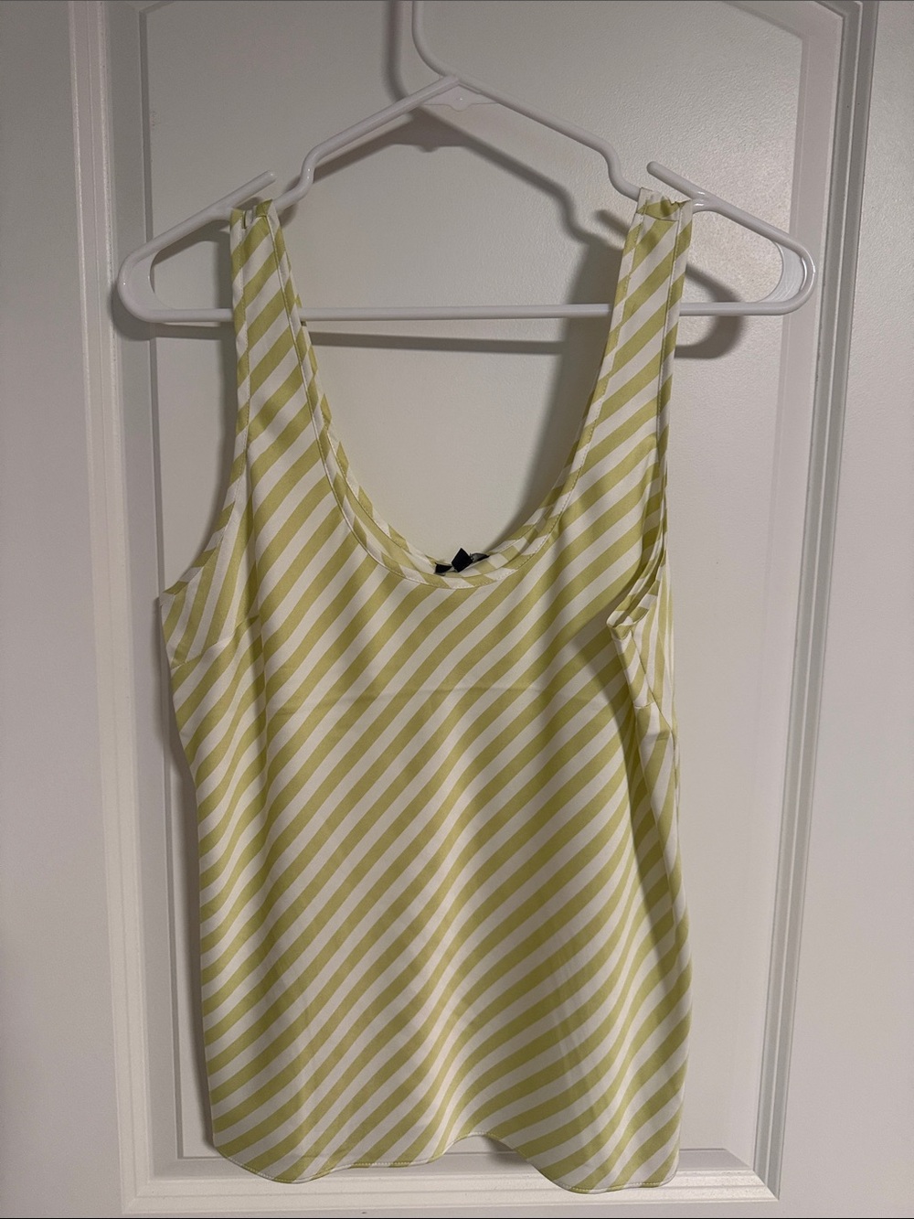 Express Diagonal Striped Yellow & White Sleeveless Top